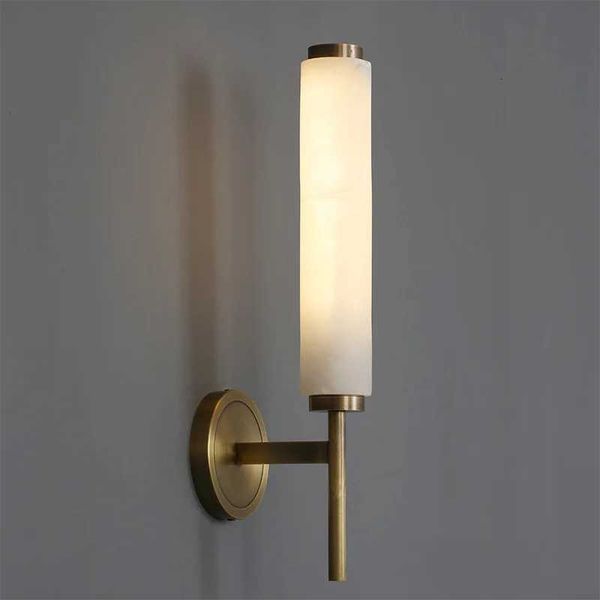 American Art Artificial Marble Led Wall Lights Black Copper Color For Foyer Tv Background Bathroom Bedroom Sconce Good Packaging M251209