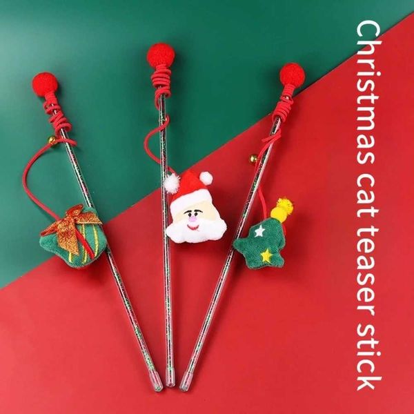 Cat Toys Cats Teasing Sticks Christmas Cute Cat Stick Santa Claus Elk Pet Toys Enjoy Yourself Soothing Cat Supplies Christmas M251209