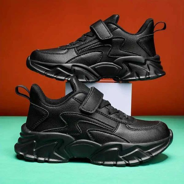 Childrens Running Shoes Boys Black Casual Sports Shoes Leather Waterproof Outdo…