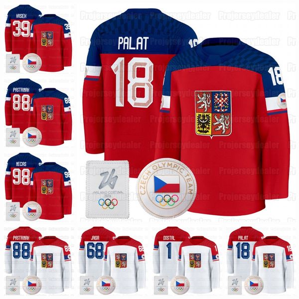 Team Czechia 2026 Winter Olympices Hockey Jersey David Pastrnak Dominik Hasek Martin Necas Jaromir Jagr Ondrej Palat
