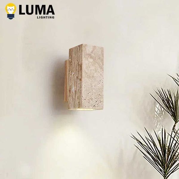Designer Wabi Sabi Limestone Wall Light Bedside Bedroom Living Room Travertine Stair Corridor Decor Sconce LED Lighting Lustre M251209
