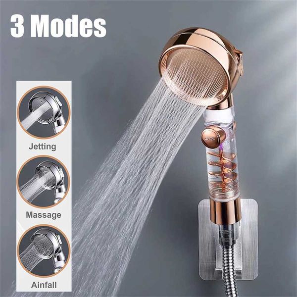 1Pc 3 Modes Turbocharged Shower Head High Pressure Water Saving Adjustable Handheld Showerhead Massage Filter Rainfall Nozzle T251210 M260320