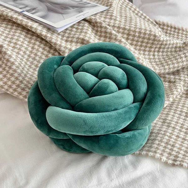 Nordic Ins Cushion Knitted low Rose Backrest Plush low Sofa Cushion Decorative Bay Window Cushion H251211
