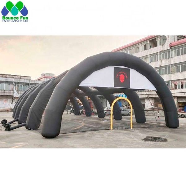 wholesale 12mLx8mWx5mH (40x26x16 5ft) Large Dome Black Paintball Tent Outdoor Sports Arena Inflatable Arch Hall Building Marquee For Party Event