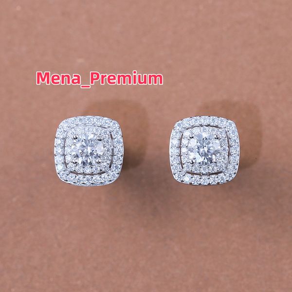 Fine Jewelry D/VVS Diamond Stud Earring 11mm Gold PlatedSquare Shape Stud 925 Sterling Moissanite Silver Earring