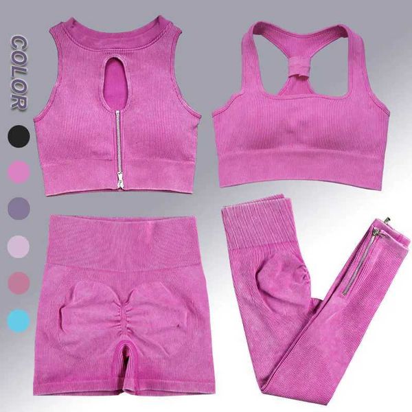 Yoga Suit High Waist Leggings Running Training Tights Sports Outfits Long Sleeve Crop Top Bra Seamless Fitenss Set Fitness Weart251212-image