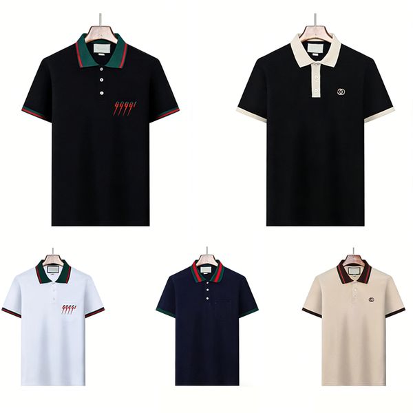Mens Polo Shirt Embroidery Mens Designer T Shirt Short Sleeve Tshirt Letter Printing Pattern Clothes Clothing Tee Shirt Mens Business Black White Polos Polo T Shirt