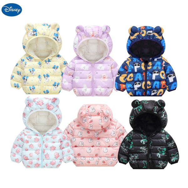 Disney New Autumn Winter Coats Children Cartoon Cotton Down Jacket Kids Cute Casual Fashion Outerwear Boys Girls Print Clothing