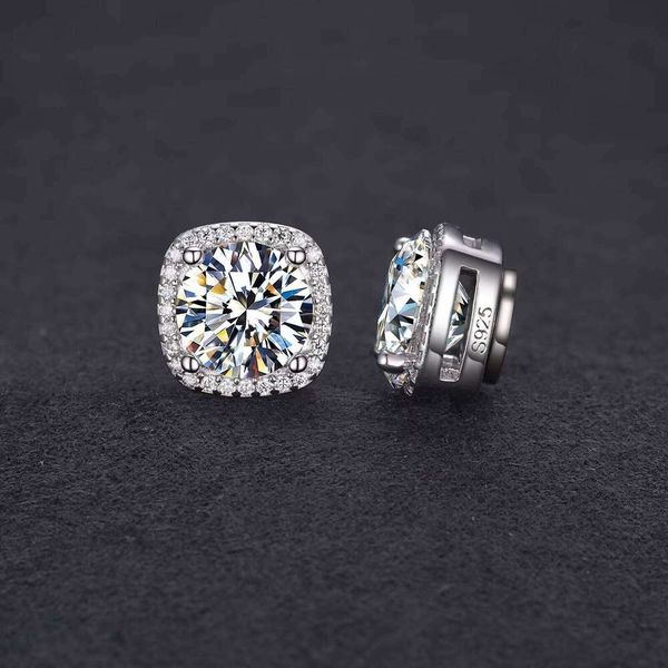 Pass Tester 5mm 6.5mm 8mm Magnetic 925 Sterling Silver Silicon Stone Diamond Halo Stud Men's Earrings