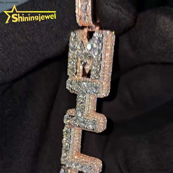 Ice out VVS Moissanite Luxurious IGI Iced Out Letter Mosaic Hip IGI Hop Men's Sterling Sier Gold Plated Name Pendant