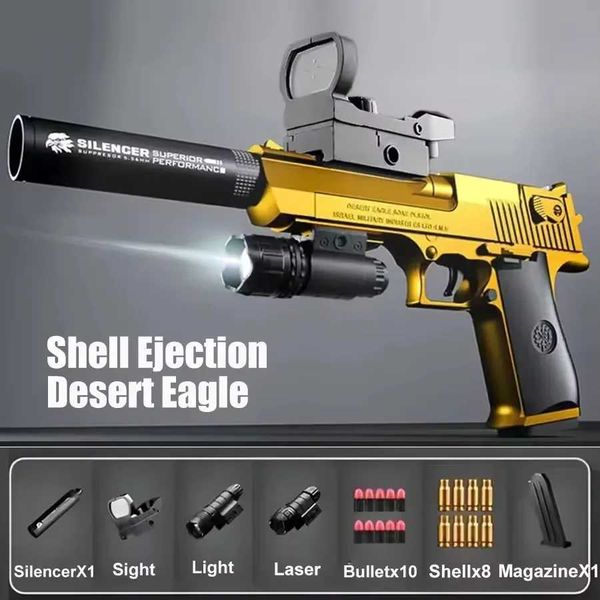 Desert Eagle Shell Ejection Soft Bullet Toy Gun Airsoft Pistol Foam Launcher CS Shooting Games Weapons for Kids Boys Gift W251215