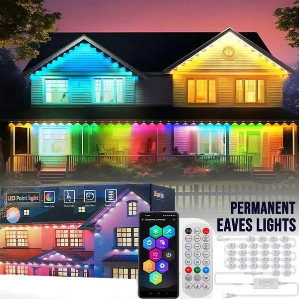 Permanent Eaves LED Smart Outdoor RGBIC WIFI LED Light for House with Remote Full House Eaves Light Party Christmas Holiday Deco X251215