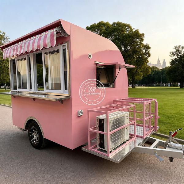 Summer Street Food Trailer Hot Dog and Ice Cream Mobile Fast Food Truck Van Durable Outdoor Mobile Food Vans