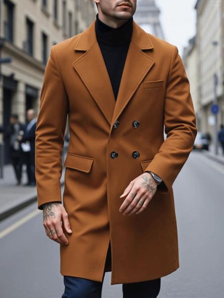 Men's Trench Coats Winter Coat DoubleBreasted Woolen — compare prices at CompareOffers
