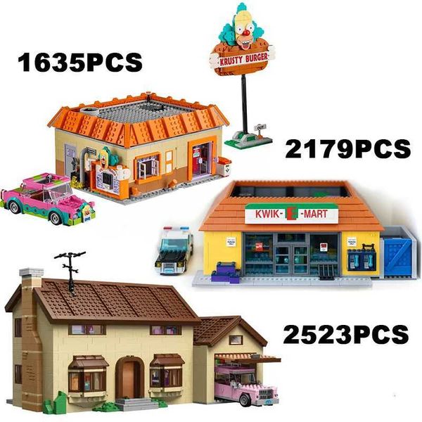 Creative TV Drama The Simpson House Building Blocks Supermarket Model Krusty Burger Architecture Assemble Brick Toy Gift For Kid X251216