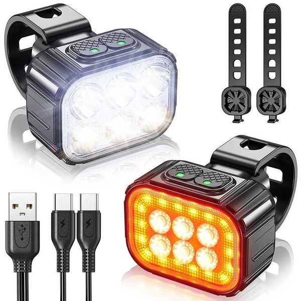 Q6 Bike Lights Front and Rear Bicycle LED Lamps Flashlight Rechargeable Bike Light Cycling Road Bike Lantern Bicycle Accessories C251216