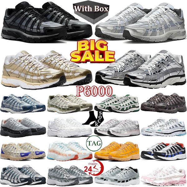 Designer Shoes p6000 Mens Shoes P 6000 Running Shoes for Men Women Sneakers Triple Black White Khaki Metallic Sier Racer Blue Casual Womens Outdoor Trainers With Box