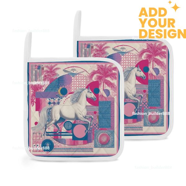 Custom Designer H Pot Holders Clearance for Kitchen Luxury Horse Pattern Heat Resistant Hot Pads Trivet for Cooking and Baking H56