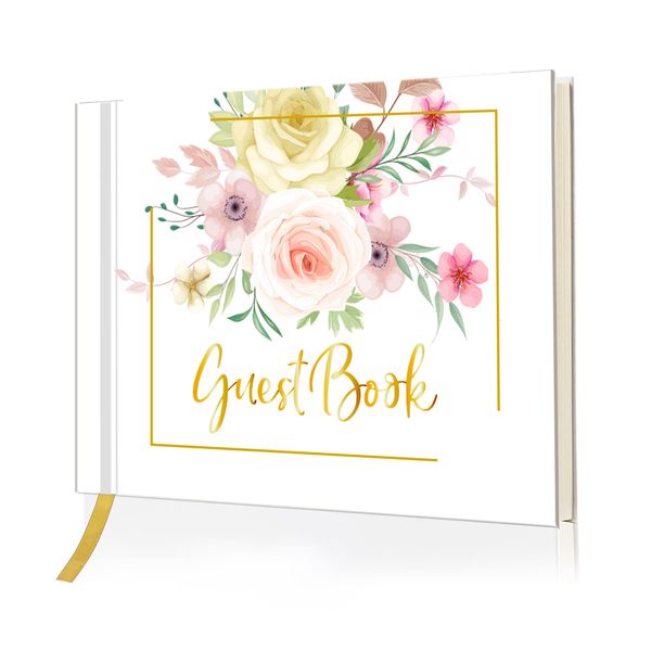 Elegant Wedding Guest Book Guest Sign-In Book Hot Stamping Design 120 Pages Signatures Messages/Photo Storage For Weddings/Baby Showers/Birthdays/All Events