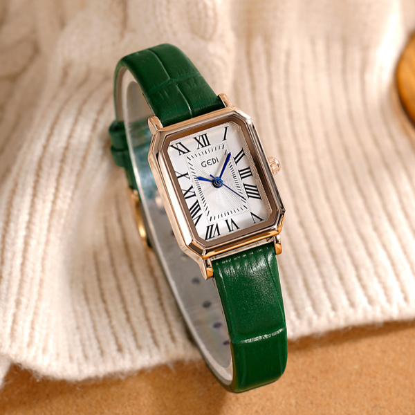 Retro Small Square Dial Student Watch - Niche High-End Leather Strap Wristwatch for Women, Waterproof Quartz