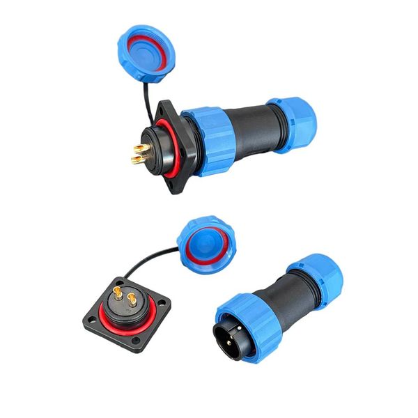 M21 Series 2-Cores four holes flange installtion Water Resistant Plastic Industrial Grade joints/plugs with 30 Amps Capacity Connectors for Heavy-Duty Applications,
