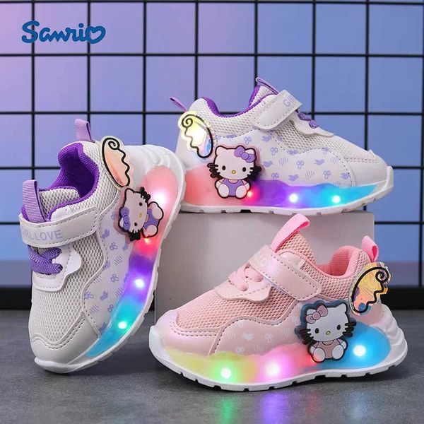 Sanrio Hello Kitty Casual Shoes Girl Led Light Sneakers Children Shoes Toddler …