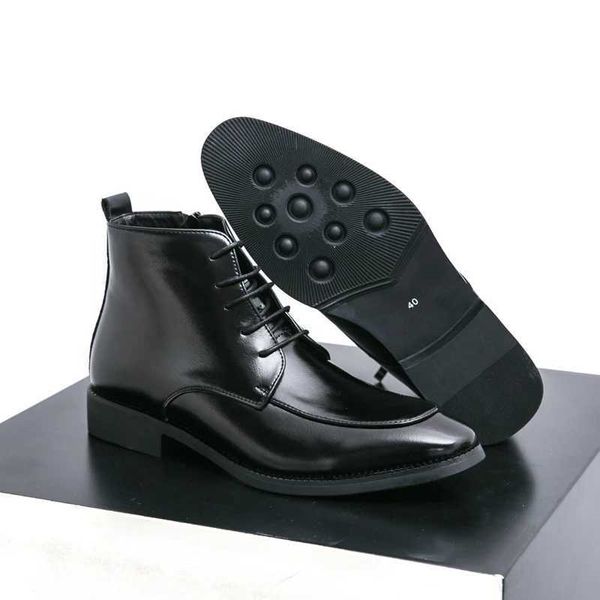 New Luxury British Trend Mens Boots Luxury Quality Leather Autumn Man Business Social Ankle Boots Shoes with Side Zip Size 46 Z251218