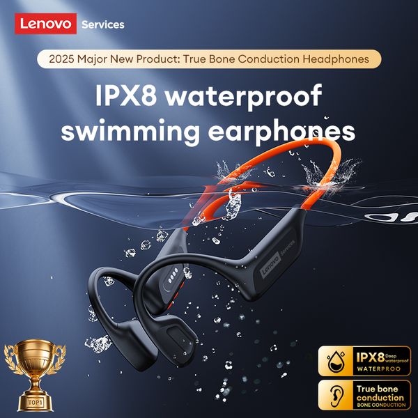 Lenovo S106 Bone Conduction Bluetooth Headphones IPX8 Waterproof Rating Long Battery Life Comfortable Stereo Sound Outdoor Sports Swimming Earphones