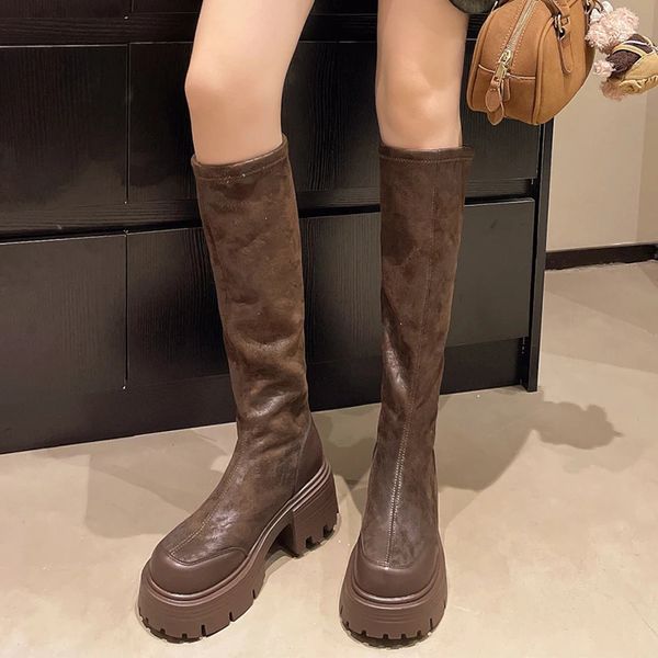 High Heels Women High Boots Platform Winter Fashion Shoes Dress Woman Boots Walking Chelsea Boots Para Mujer 251217