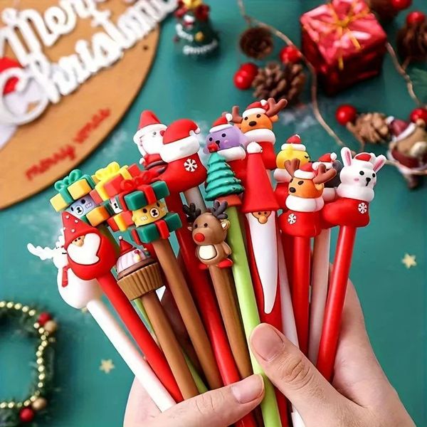 Adult Holiday Christmas Ballpoint Pen Set - Fine Dot 05mm Black Ink Press The Lid Diverse Holiday Ideal Family Gift 251211