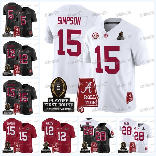 Kob Alabama Crimson Tide 2025 Playoff First Round Football Jersey Ty Simpson Kevin Riley Germie Bernard Jam Miller Ryan Williams Deontae Lawson Joe Namath Saban