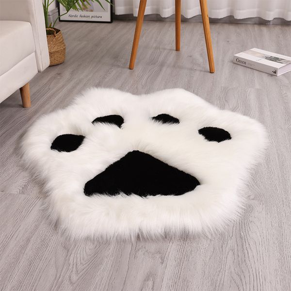 Imitation Wool and Rabbit Hair Blend Cat Paw Carpet Design, Living Room Sofa, Bedroom Floor Mat