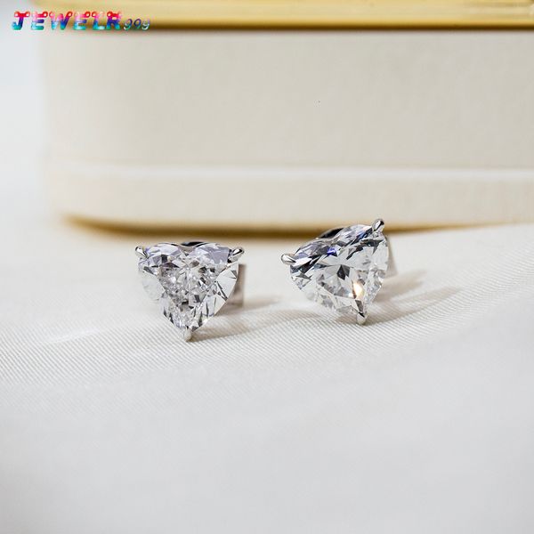 Ready to Ship MSE-819 GRC Certified Earrings Jewelry 9K White Gold Heart Cut Lab Grown Diamond Stud Earrings