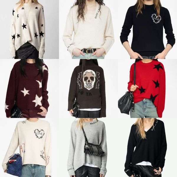 High Quality Cashmere Sweaters ZV Wool Women Designer Sweater Knitted Tops Letters Wool Blend Long Sleeved Warm Sweatshirts