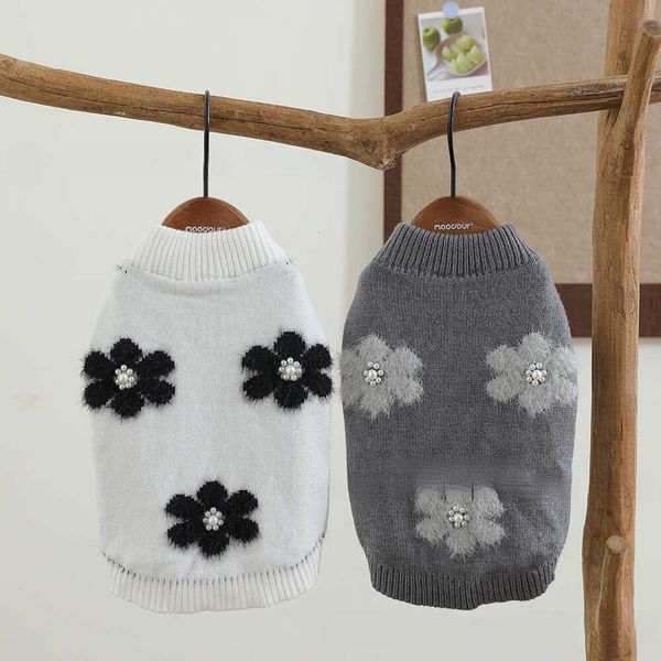 Dog Clothes Sweater cat 3D Flower Soft Sweater Pullover Knitwear Pet Supplies Clothing