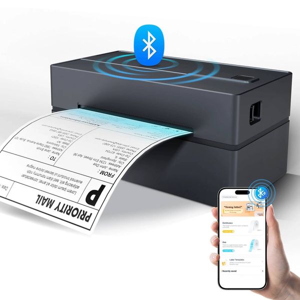 Thermal Label Printer Portable No Ink Required DPI x for Small Business Bluetooth USB High Speed Express Airway Bill
