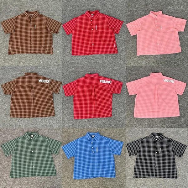 Men's Polos One Day Shipped Out Mertra Plaid Shirts Men Women High Quality Cotton Tops Multiple Colours Short Sleeve Oversized T-Shirts