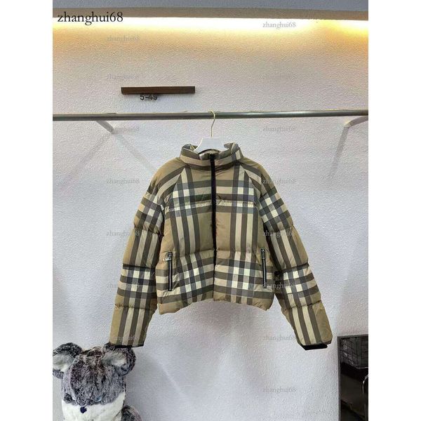 Designer Style Women's Down Jacket Fashion Plaid Baseball Collar Down Jacket Lightweight and Warm Winter Padded Coat Soft and Fluffy Brown Outdoor Wear