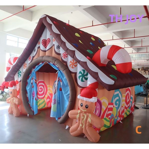 Outdoor activities 2026 New design Inflatable Santa Grotto Gingerbread Candy House Inflatable Christmas House for shopping mall Decoration
