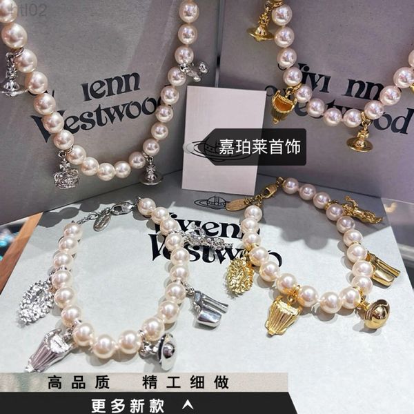 Designer Viviane Jewelry Weswood High-quality Empress High Heels Shapewear Saturn Pearl Necklace Bracelet High-end Personality Swea3123