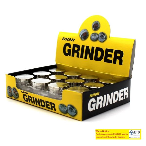 3X1.5cm Mini Herb Grinder Smoking Accessories 3 Layers Aluminium Alloy Metal Tobacco Grinders LL