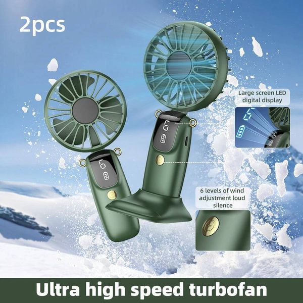 Mini Handheld Speed USB Rechargeable Portable Foldable Desk Neck Hanging Fan with Phone Stand