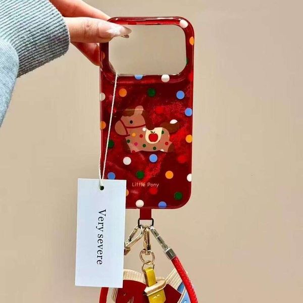 Pony Pendant Year Colorful Polka Dot Compatible with iPhone 17 Pro Max Red Phone Case New Model 16/15/14