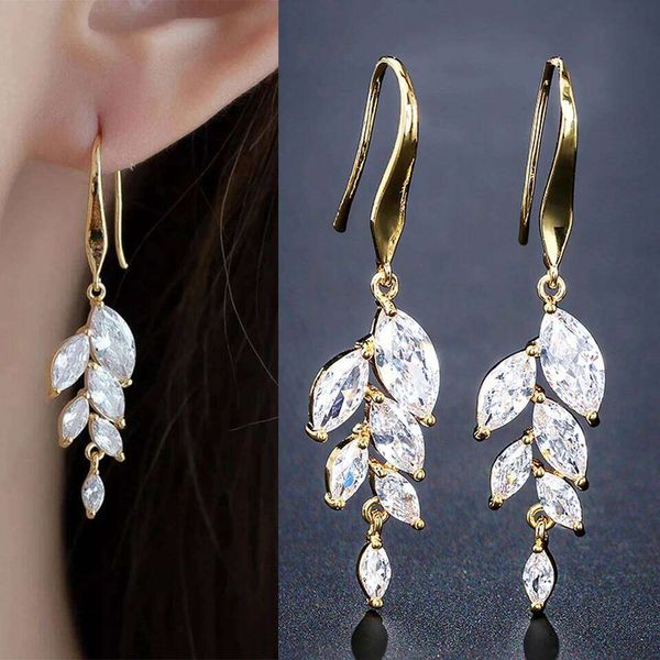 ZAKOL Classic Marquise Leaf Zircon Drop Hook Earrings — compare prices at CompareOffers