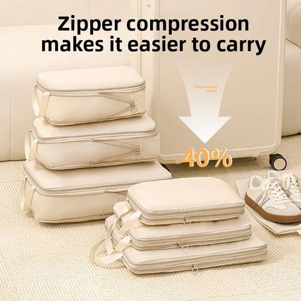 4PCS Travel Packing Cubes Set Compression Clothes Organizers for Suitcase Waterproof Luggage Storage Bags Drawer Organizers 251230