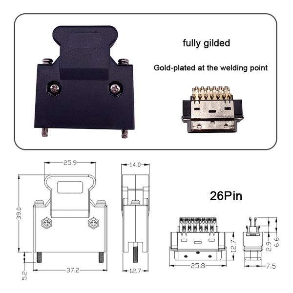 10 pcs 26 pins male SCSI connectors gold-plated contacts
