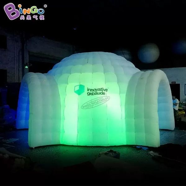 Inflatable lights dome tent with tunnel trade show tent inflation igloo canopy for party event decoration