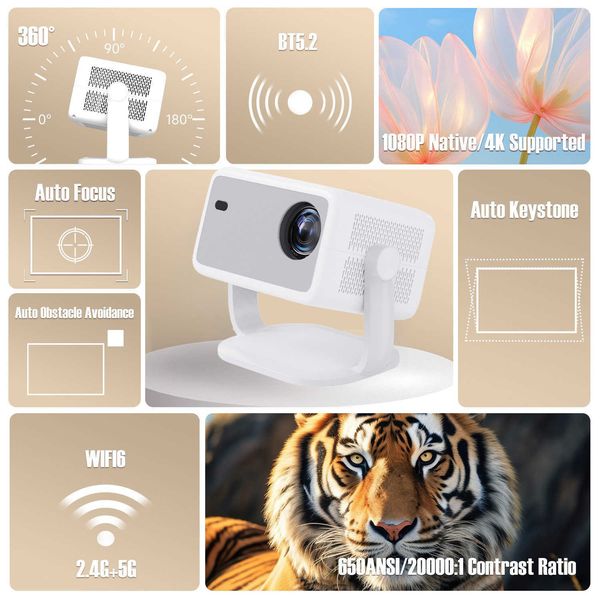 L018 Projector High-definition 4K Home Theater Video Projector Wireless Screen Projection Game Education Projector J251231