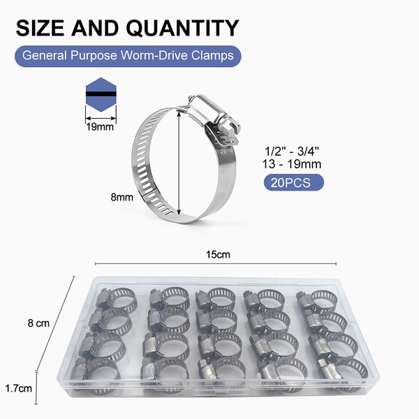 Hose Clamps 20PCS, … - image