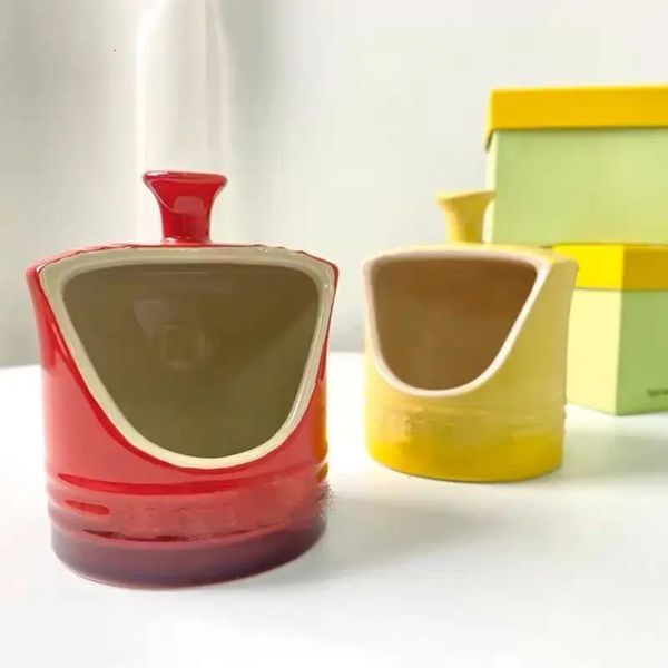 Style French Rainbow Seasoning Jar Tableware Kitchen Storage Jar Pot Lid Rack Ceramic Home Sugar Salt Chili Ja L26626